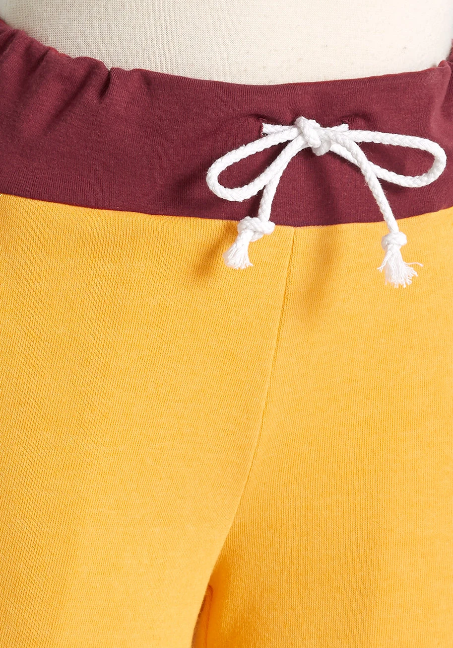 ModCloth X CAMP Collection Yellow and Burgundy Colorblock Drawstring Shorts 9 ModCloth X CAMP Collection Yellow and Burgundy Colorblock Drawstring Shorts - Image 7