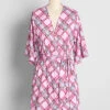 Lively Lounging Robe – Pink Retro Plaid Jersey Knit with Removable Sash -ModCloth 0ff4c3bb7b6e52119555fc5043c766cf