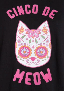 Cinco De Meow Black Cotton Graphic Tee – Pink Sugar Skull Cat Crew Neck T-Shirt -ModCloth 137b948dd027ac06472f68f520ffa484