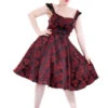 Red Byzantine Swing Dress -ModCloth 16671RedBlackBrocadeDress 1