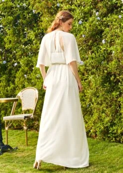 ModCloth Ivory Sheer Capelet – Wrapped In Rapture Recycled Chiffon Maxi Dress -ModCloth 175401 WHI 3