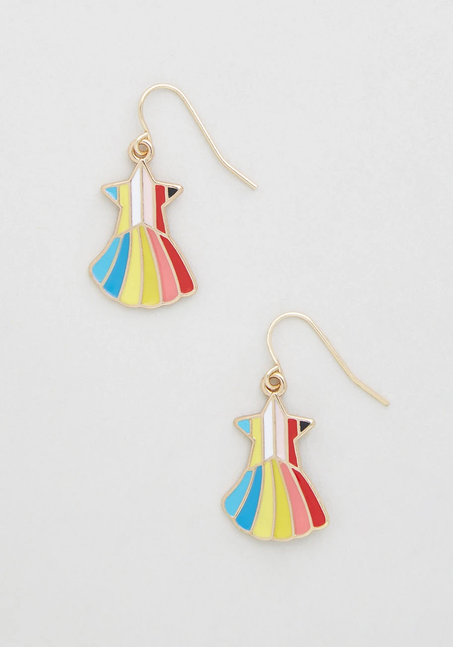 No Brand Gold Rainbow Fanfare Star Dangle Earrings – Colorful Stripe Inlay Jewelry 3 No Brand Gold Rainbow Fanfare Star Dangle Earrings – Colorful Stripe Inlay Jewelry