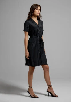 ModCloth Black with White Piping Going Out And About – Vintage 1940s Short Sleeve Shirt Dress -ModCloth 20000679 cb0001 3 e6a42240 d880 4013 9377 a1eb6e1d351c