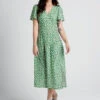 Timeless London Green Daisy Print Midi Dress – V-Neck Flutter Sleeve Sundress with Side Slit 2 Timeless London Green Daisy Print Midi Dress – V-Neck Flutter Sleeve Sundress with Side Slit -ModCloth 20005241 multi 1