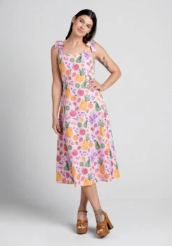Princess Highway Fresh Squeeze Baby Pink Fruit Print - Linen-Blend Tie-Strap A-Line Midi Dress 8 Princess Highway Fresh Squeeze Baby Pink Fruit Print - Linen-Blend Tie-Strap A-Line Midi Dress -ModCloth 20005261 multi 3