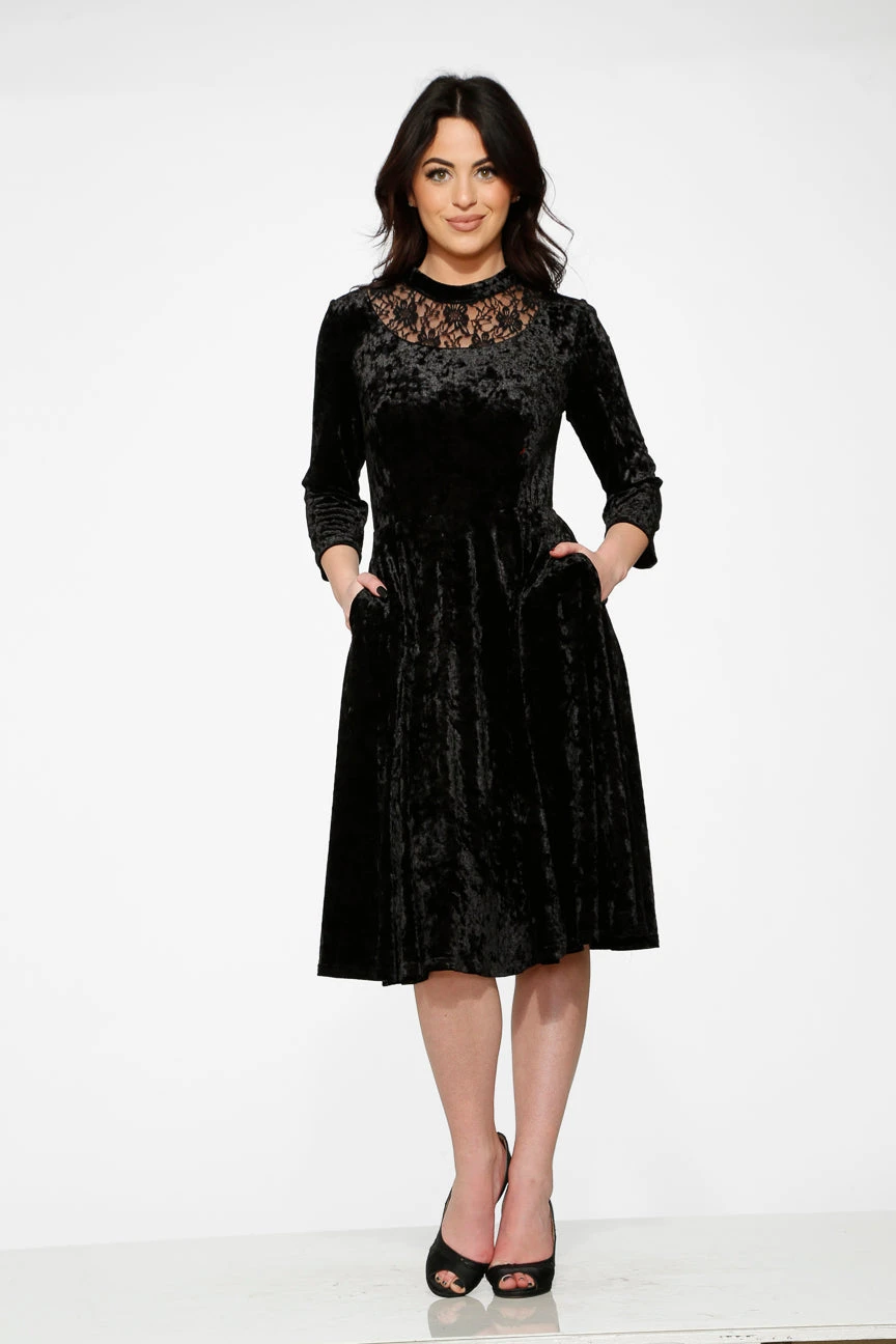 Black Diamond Velvet Swing Dress 4 Black Diamond Velvet Swing Dress - Image 2