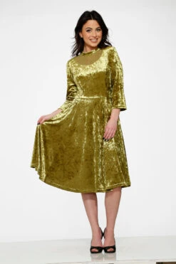 Orchid Bloom Emerald Green Diamond Textured Velvet Swing Dress – Vintage Style Midi with Pockets -ModCloth 20113 Green Diamond Velvet Dress 8