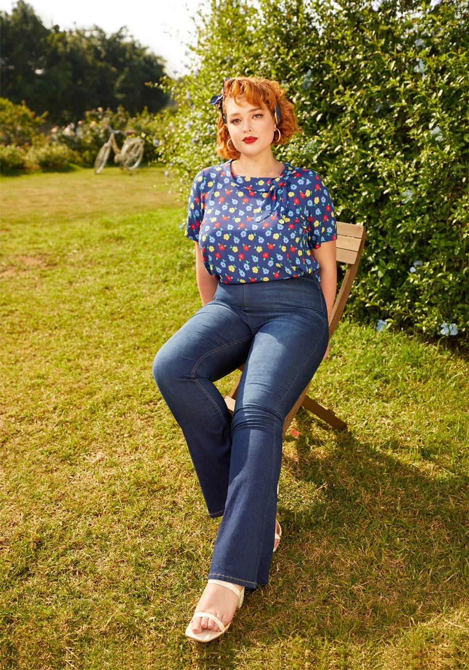 High Rise Pull On Bootcut Denim in Dark Indigo – Stretchy Comfort High-Waisted Flare 12 High Rise Pull On Bootcut Denim in Dark Indigo – Stretchy Comfort High-Waisted Flare - Image 10