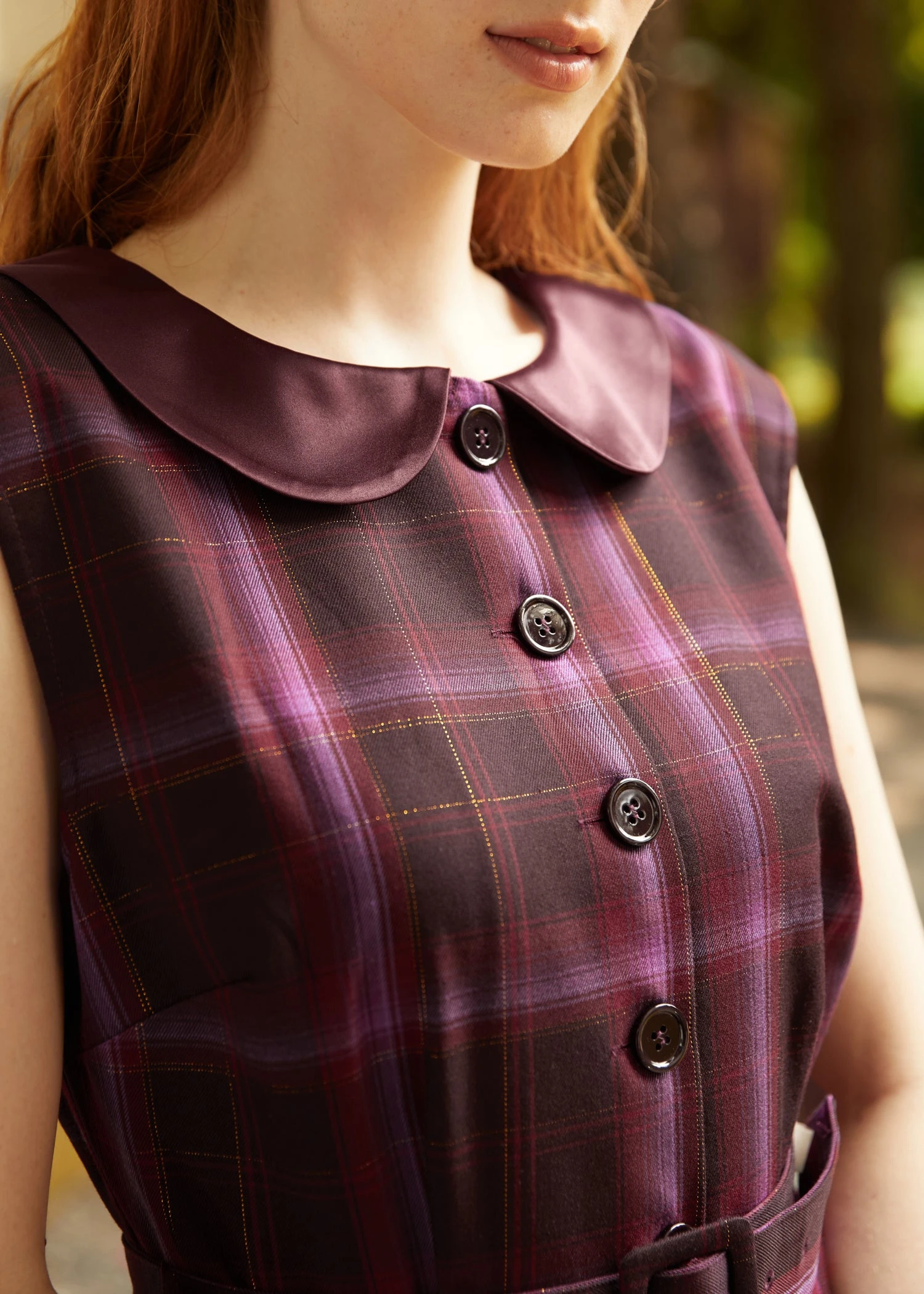 ModCloth Swirly Twirly Sugar Plum Plaid - Red and Burgundy Peter Pan Collar Fit and Flare Dress 5 ModCloth Swirly Twirly Sugar Plum Plaid - Red and Burgundy Peter Pan Collar Fit and Flare Dress - Image 3