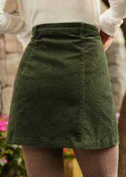 ModCloth Vogue On Vinyl Harvest Sage Corduroy Button-Front A-Line Mini Skirt -ModCloth 2024 08 26ModCloth6956