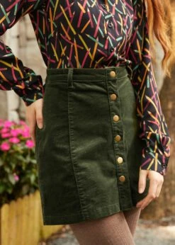 ModCloth Vogue On Vinyl Harvest Sage Corduroy Button-Front A-Line Mini Skirt -ModCloth 2024 08 26ModCloth7045