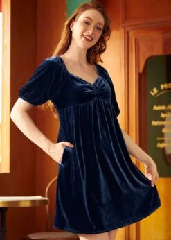 Navy Blue Velvet Babydoll Dress – Sweetheart Neck & Puff Sleeve Retro Mini 14 Navy Blue Velvet Babydoll Dress – Sweetheart Neck & Puff Sleeve Retro Mini -ModCloth 2024 08 30ModCloth2515