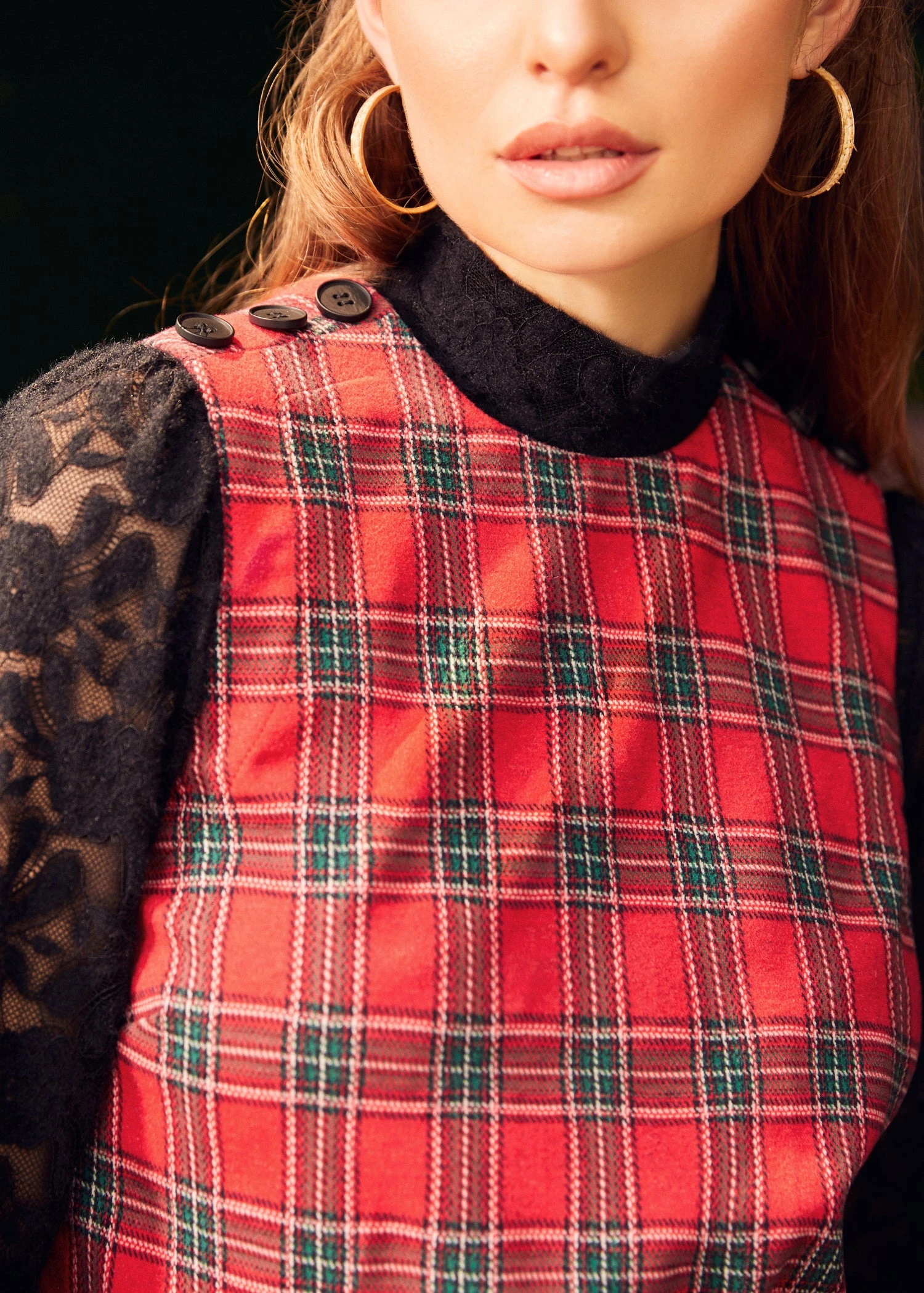 Checkered Charm Red and Green Plaid A-Line Shift Mini Dress 8 Checkered Charm Red and Green Plaid A-Line Shift Mini Dress - Image 6