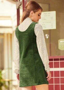 My Power Cord Deep Green Corduroy – Double-Breasted 70s-Inspired Jumper Dress -ModCloth 2024 09 11ModCloth2411