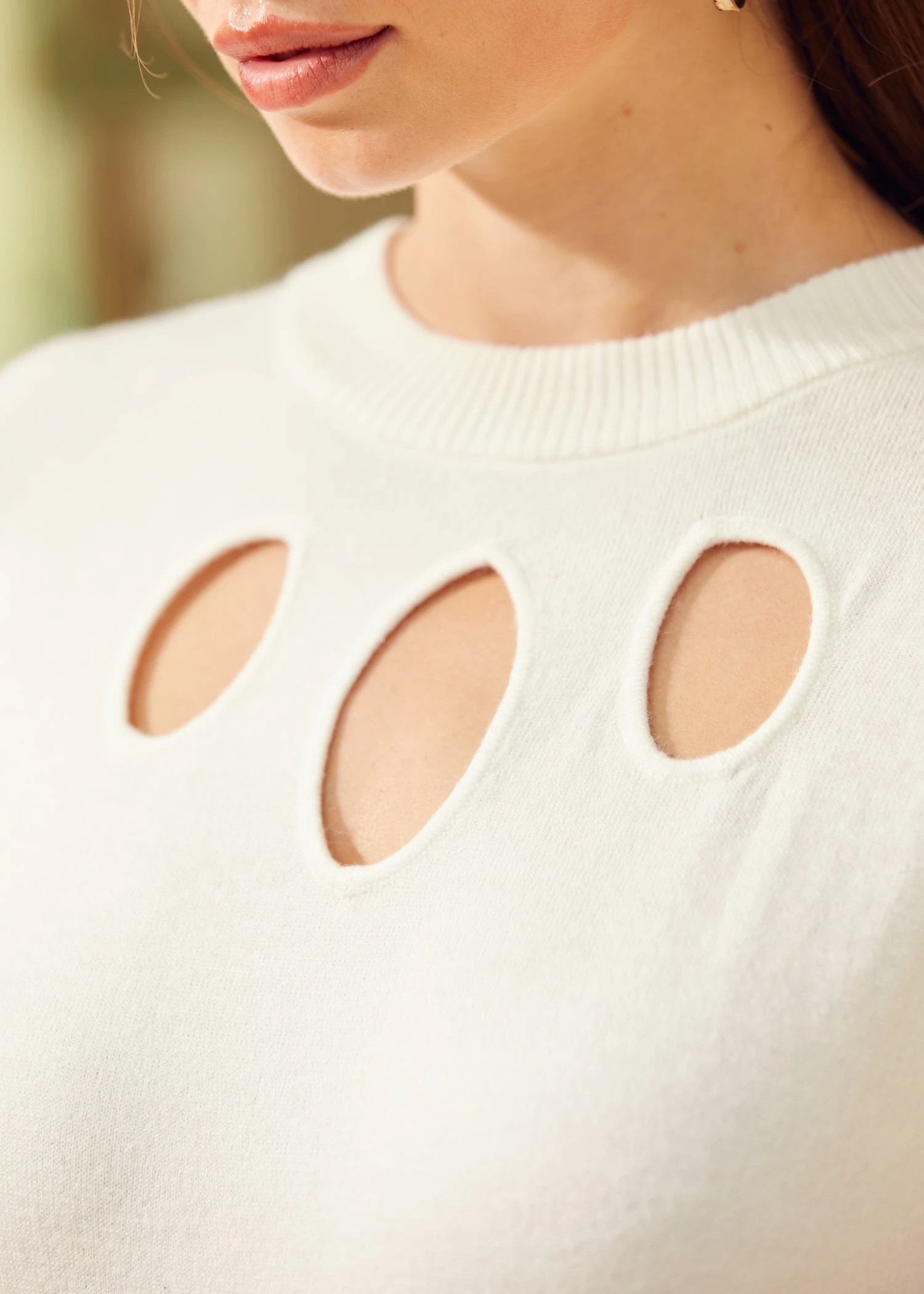 ModCloth Slice Of Life Ivory Sweater – Triple Keyhole Cutout Long Sleeve Knit Top 4 ModCloth Slice Of Life Ivory Sweater – Triple Keyhole Cutout Long Sleeve Knit Top - Image 2