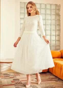 ModCloth White Pointelle Knit and Tulle – Flaunt Where You Want Twofer Midi Dress -ModCloth 2024 09 11ModCloth3066