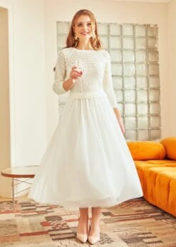 ModCloth White Pointelle Knit and Tulle – Flaunt Where You Want Twofer Midi Dress -ModCloth 2024 09 11ModCloth3133