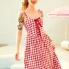 Dangerfield Red Gingham Corset Maxi Dress – Vintage Lace-Up Detail -ModCloth 2025 02 12ModCloth15082