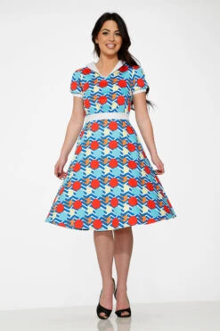 Stripe Red Dot Swing Dress -ModCloth 20340 Strip Dot Dress 13