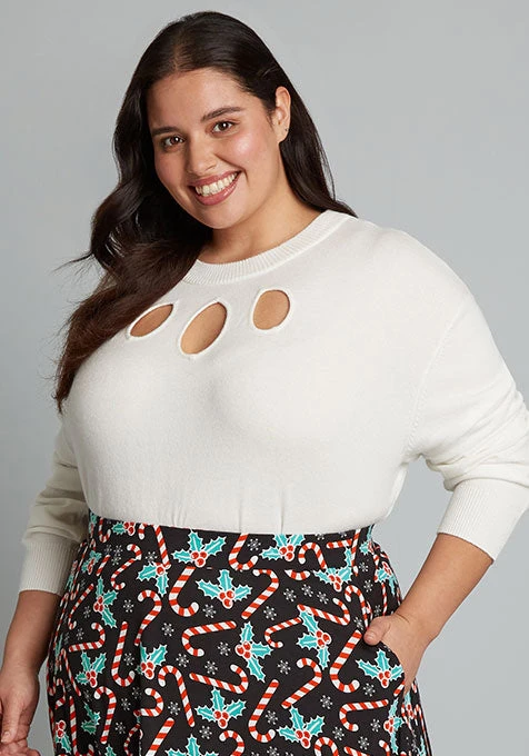 ModCloth Slice Of Life Ivory Sweater – Triple Keyhole Cutout Long Sleeve Knit Top 8 ModCloth Slice Of Life Ivory Sweater – Triple Keyhole Cutout Long Sleeve Knit Top - Image 6