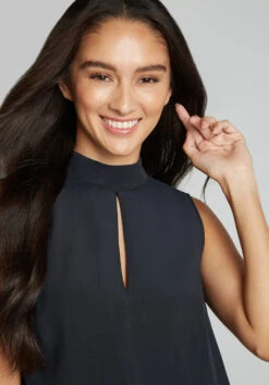 ModCloth Perfectly Particular Black Sleeveless Blouse - Mock Neck Keyhole Top -ModCloth 203935 BLK 7