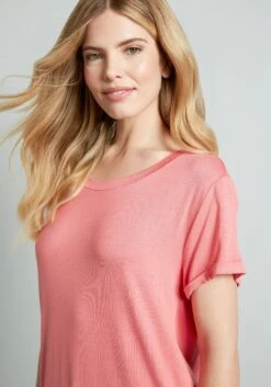 Simplicity On A Saturday Dusky Rose Tunic – Loose Fit Cuffed Sleeve Plus Size Top -ModCloth 204429 OLDROSE 4