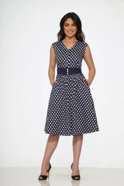 Navy Blue White Polka Dot Swing Dress 8 Navy Blue White Polka Dot Swing Dress -ModCloth 20510NavyWhitePolkaDotDress 9