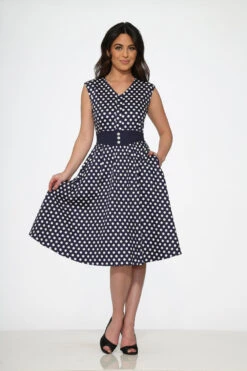 Navy Blue White Polka Dot Swing Dress 9 Navy Blue White Polka Dot Swing Dress -ModCloth 20510 Navy White Polka Dot Dress 10