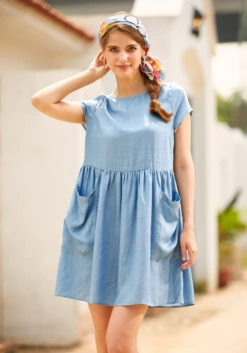 Bold Notion Medium Blue Chambray Babydoll Dress – Vintage 50s Shift with Pockets -ModCloth 205139 chambray blu 6 57accb52 bca9 4001 bd8e 3003533d9a52