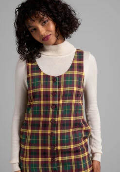 ModCloth She's So Retro Plaid Shift Dress - Mustard and Hunter Green Button-Up Mini Dress -ModCloth 205219 a0034 3