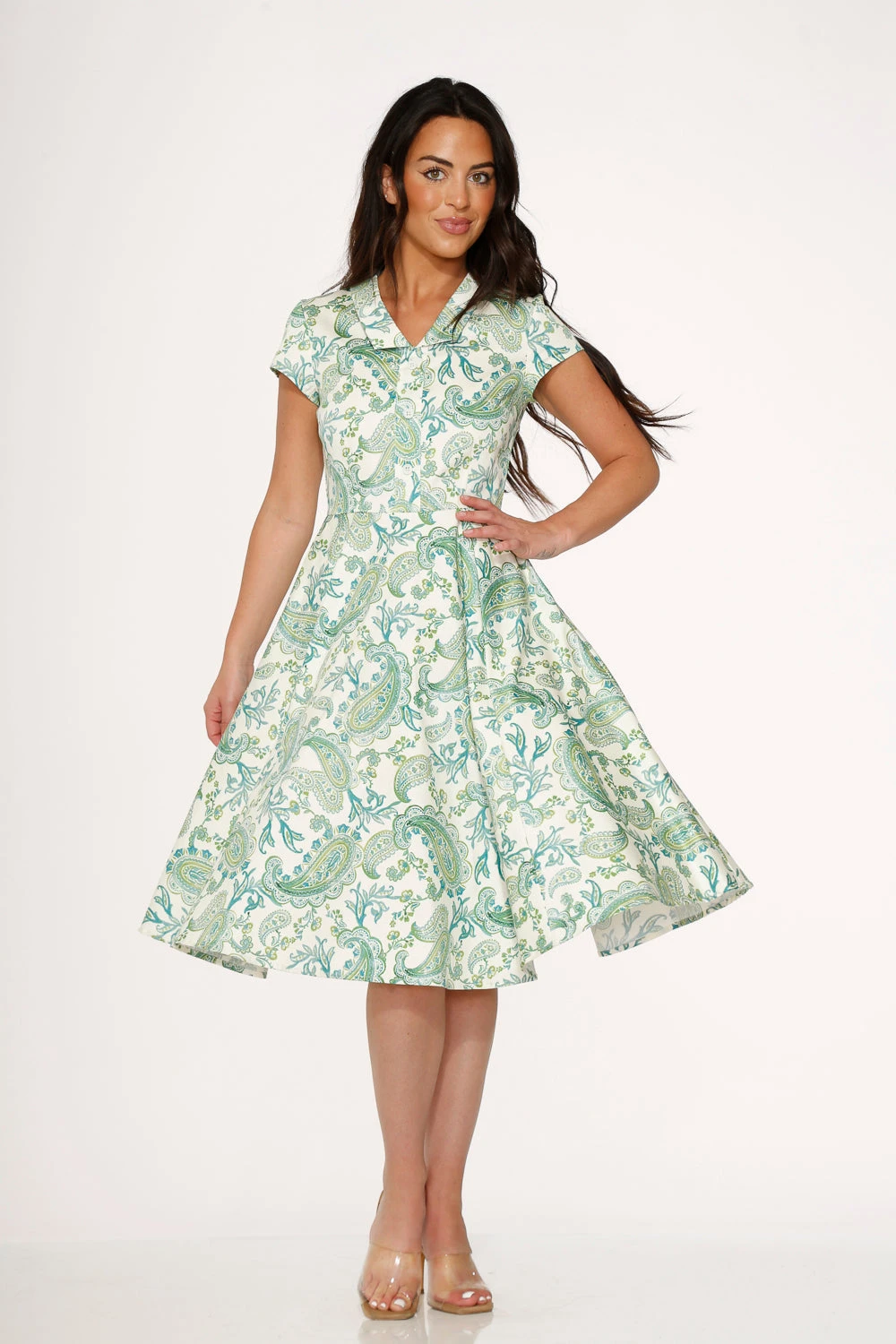 Green Paisley Swing Dress 5 Green Paisley Swing Dress - Image 3
