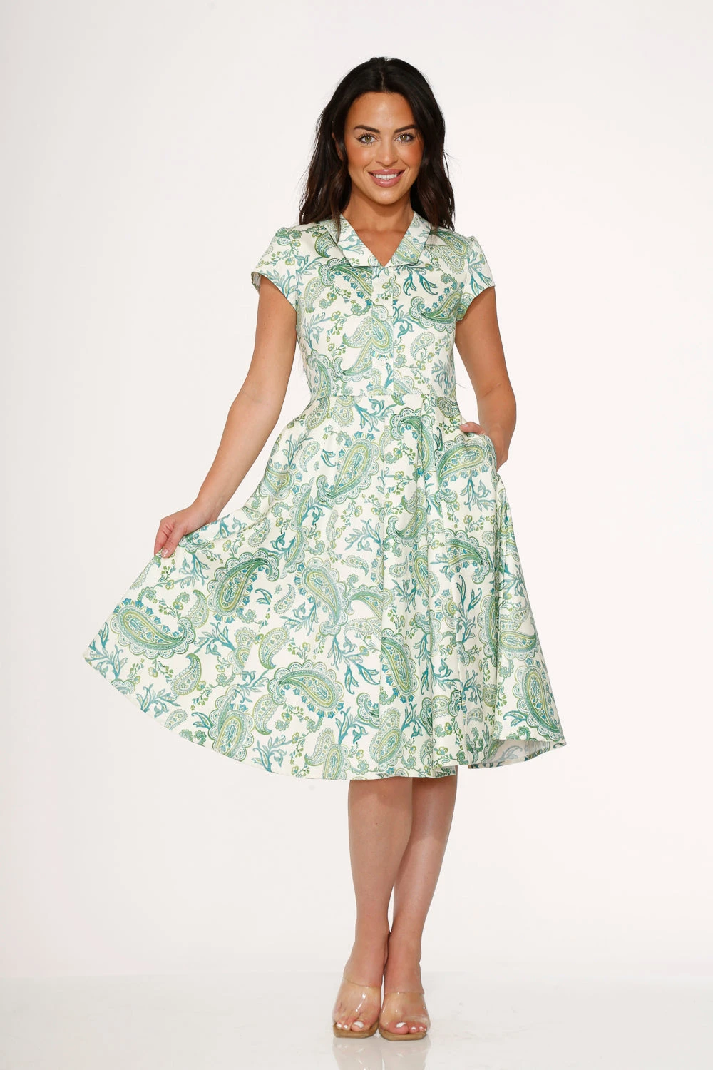 Green Paisley Swing Dress 6 Green Paisley Swing Dress - Image 4