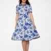 Orchid Bloom White & Blue China Doll Porcelain Print – Vintage Midi Swing Dress with Pockets 1 Orchid Bloom White & Blue China Doll Porcelain Print – Vintage Midi Swing Dress with Pockets -ModCloth 20560 White Blue Floral Dress 12