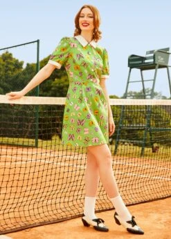 ModCloth Silly Love Songs Lime Green Butterfly Print Shirt Dress - Retro 70s A-Line Mini -ModCloth 206196 1