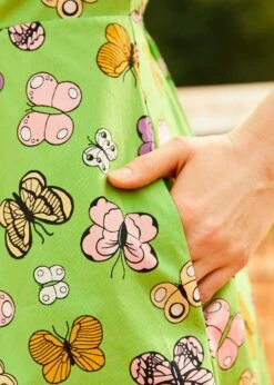 ModCloth Silly Love Songs Lime Green Butterfly Print Shirt Dress - Retro 70s A-Line Mini -ModCloth 206196 7