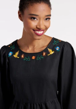 Princess Highway Black Searching For Something Sweet Smock Dress – Floral & Hummingbird Embroidered Babydoll -ModCloth 206248 blk 4 0dfe39f2 4ce3 4b3f a7fa 67843f0fa891