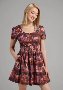 Shadows And Bookshelves Skater Dress