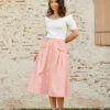 Effortless Feature A-Line Skirt -ModCloth 206343 peach chambray 1