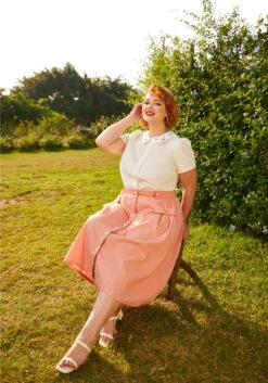Effortless Feature A-Line Skirt -ModCloth 206343 peach chambray 10
