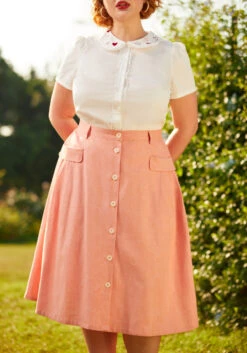 Effortless Feature A-Line Skirt -ModCloth 206343 peach chambray 11