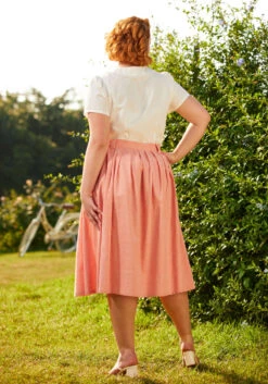 Effortless Feature A-Line Skirt -ModCloth 206343 peach chambray 8