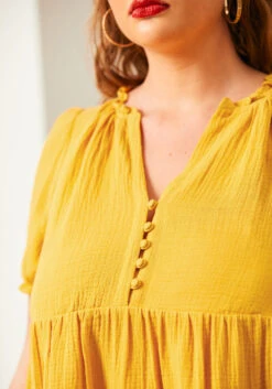 Sunshine Serenade Babydoll Dress -ModCloth 206411 GOLD NUGGET PLUS 4