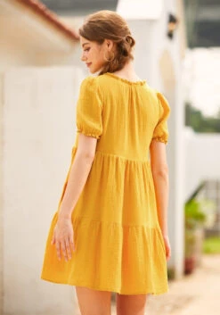 Sunshine Serenade Babydoll Dress -ModCloth 206411 gold nugget 3Large