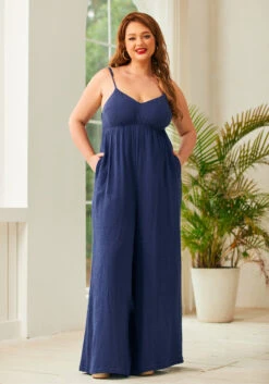 Blossom Bliss Jumpsuit 24 Blossom Bliss Jumpsuit -ModCloth 206412 NVY PLUS 1