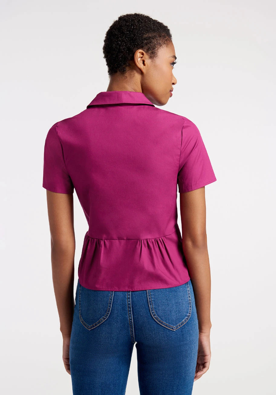 ModCloth Such Sweetness Fuchsia Gummyberry Juice 1940s Peplum Top 4 ModCloth Such Sweetness Fuchsia Gummyberry Juice 1940s Peplum Top - Image 2