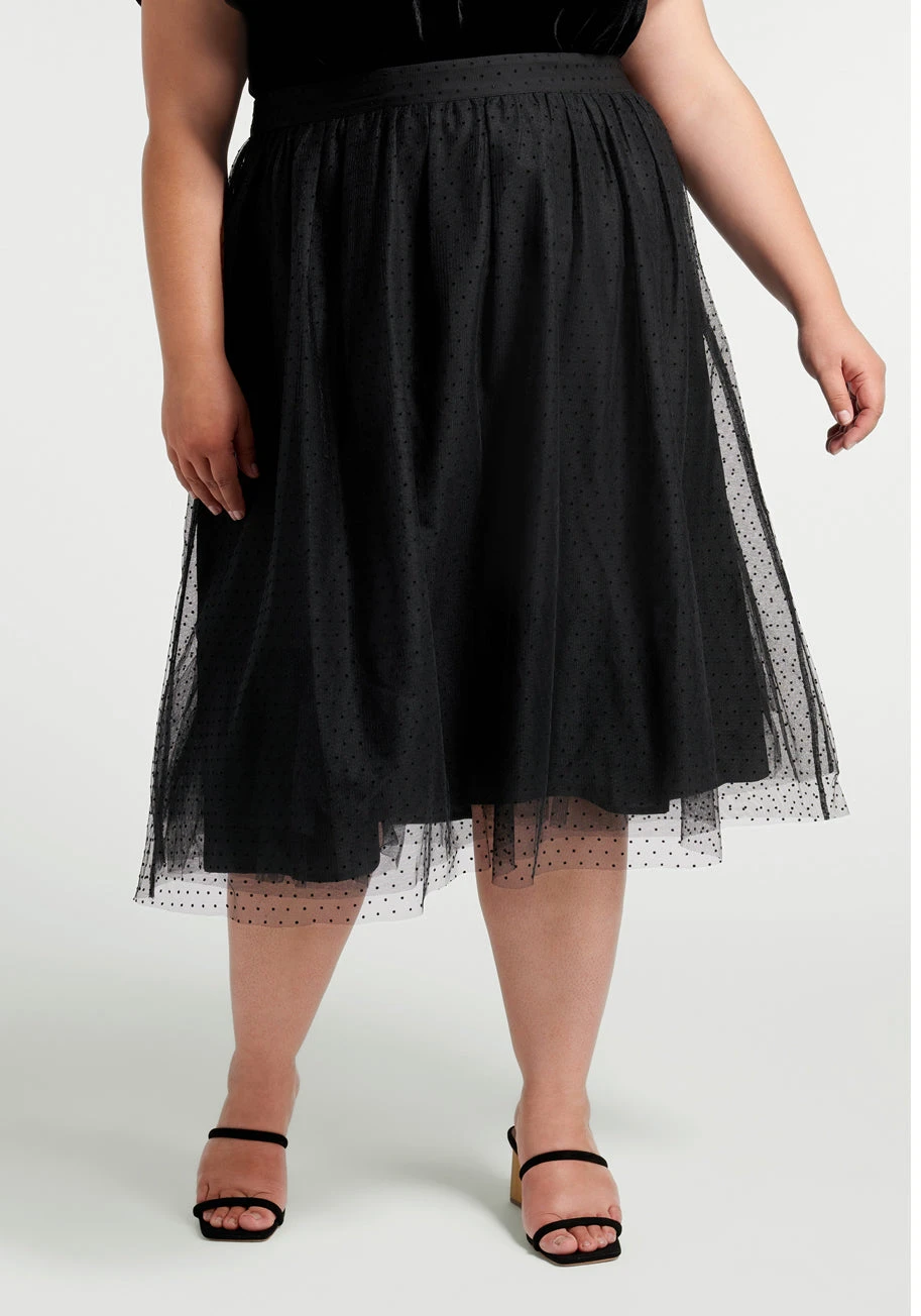 Spotted Across The Room Black Swiss Dot Tulle - High-Waisted A-Line Tutu Skirt 10 Spotted Across The Room Black Swiss Dot Tulle - High-Waisted A-Line Tutu Skirt - Image 8