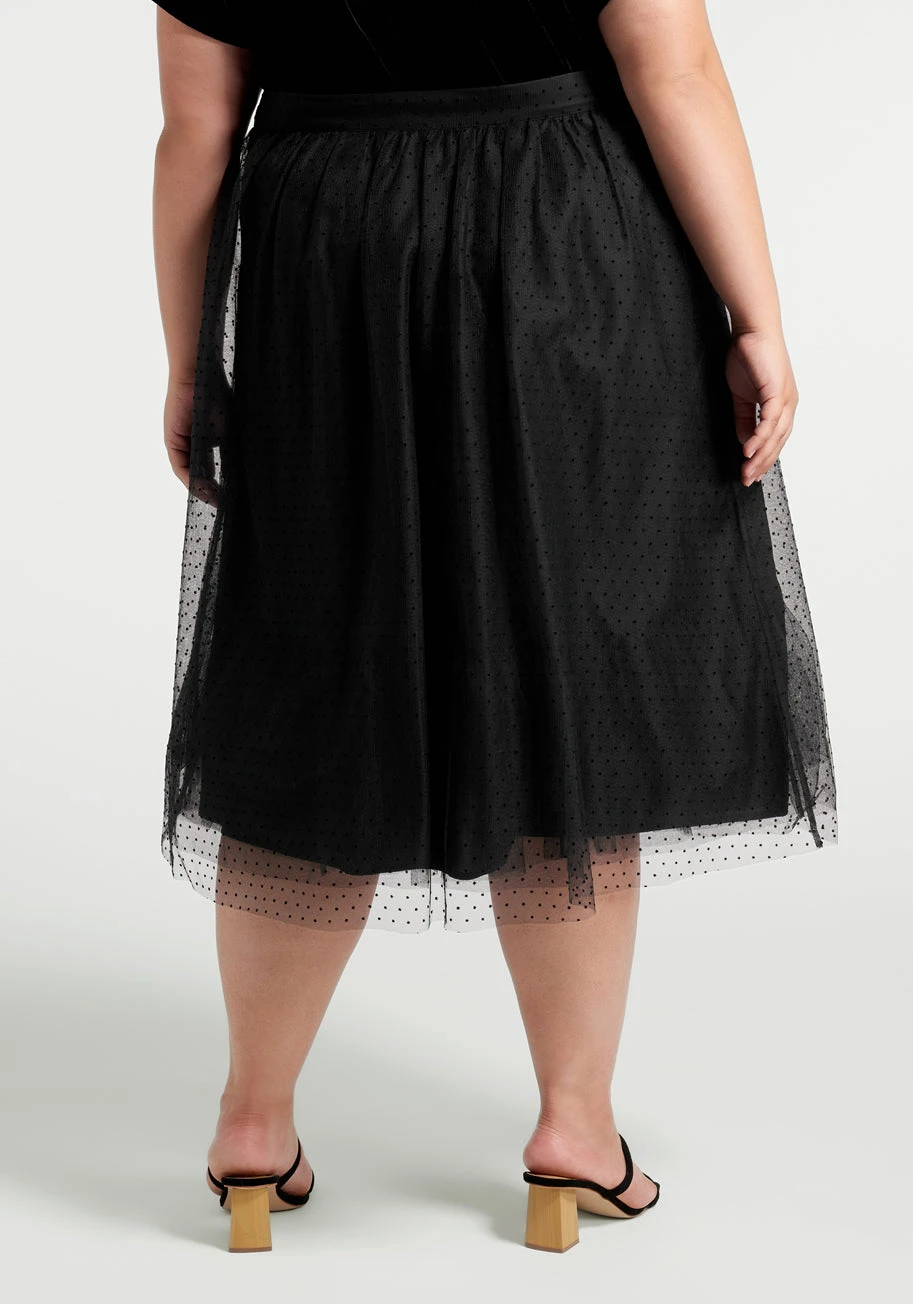 Spotted Across The Room Black Swiss Dot Tulle - High-Waisted A-Line Tutu Skirt 9 Spotted Across The Room Black Swiss Dot Tulle - High-Waisted A-Line Tutu Skirt - Image 7