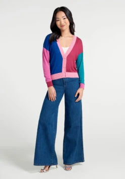 ModCloth And Then Some Retro Asymmetrical Color Block Cardigan - Blue, Fuchsia, and Teal -ModCloth 206769 a40002 3