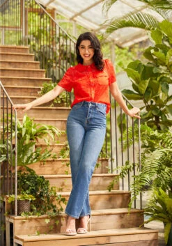 Heart Throb Button-Up Top 13 Heart Throb Button-Up Top -ModCloth 206776 fiery red heart lace 4