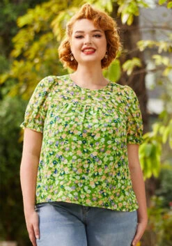 A Gorgeous Gathering Smock Top - Spring Green Floral Vintage-Inspired Puff Sleeve Blouse 10 A Gorgeous Gathering Smock Top - Spring Green Floral Vintage-Inspired Puff Sleeve Blouse -ModCloth 206830 spring splendor 3